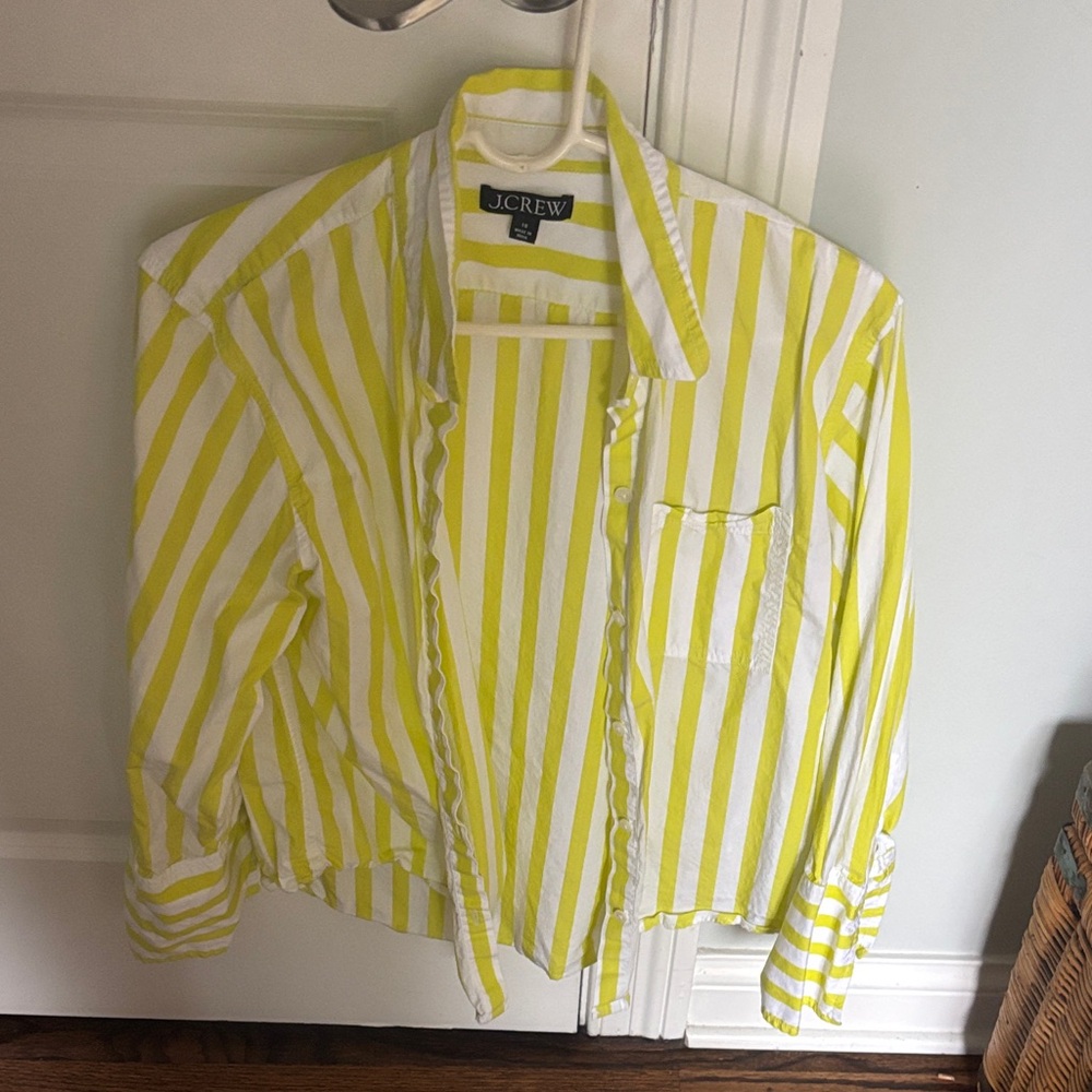 J. Crew garçon bright Lemon and White Striped Blouse